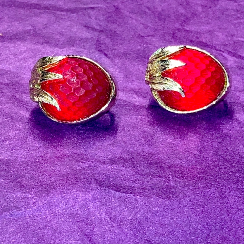 Sarah Coventry Elegant Red and Gold Earrings